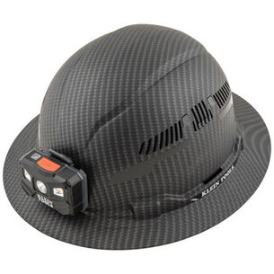 HARD HATS | 克莱恩的工具 Premium KARBN Pattern Class C, Vented, Full Brim Hard Hat with Rechargeable Lamp