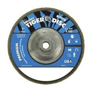 砂轮| Weiler 50544 Tiger Disc angle Style 60 Grit 5/8 Arbor 7 in. 挡板与铝背