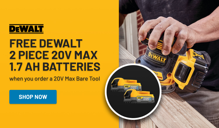 免费DEWALT 2片20V Max 1.7 Ah Batteries