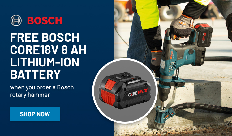 Free 博世 CORE18V 8 Ah Lithium-Ion Battery when you order a 博世 rotary hammer