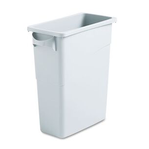 TRASH WASTE BINS | Rubbermaid Commercial 15.875 Gallon Rectangular Plastic Slim Jim Waste Container with handles - Light Gray