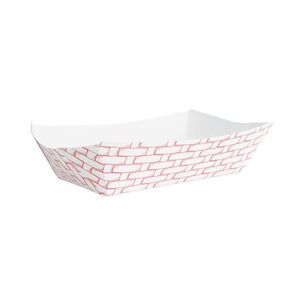 FOOD TRAYS CONTAINERS LIDS | Boardwalk 5 lbs. Capacity Paper Food Baskets - Red/White (500/Carton)