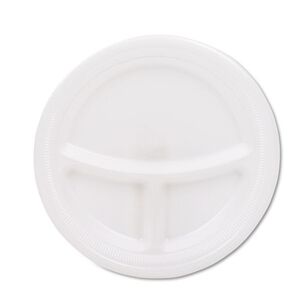 FOOD SERVICE | Dart 3-Compartment 9 in. Diameter Mediumweight Foam Plates - White (125/Pack)