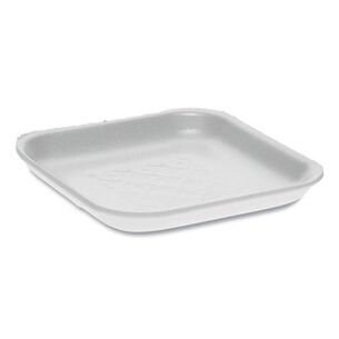 FOOD TRAYS CONTAINERS LIDS | Pactiv Corp. 5.1 in. x 5.1 in. x 0.65 in. #1S Supermarket Trays - White (1000/Carton)