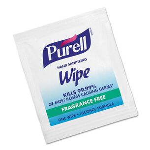 HAND WIPES | PURELL 5 in. x 7 in. Individually Wrapped Sanitizing Hand Wipes - Unscented, White (100/Box)
