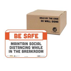 FLOOR SIGNS | Tabbies BeSafe Messaging 9 in. x 6 in. Repositionable Wall/Door Signs - White (30/Carton)
