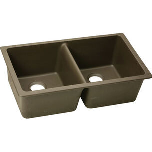 PLUMBING AND DRAIN CLEANING | Elkay Quartz Undermount 33 in. x 18-1/2 in. Equal Double Bowl Sink (Mocha)