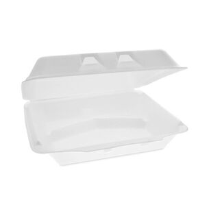 FOOD SERVICE | Pactiv Corp. SmartLock 9.5 in. x 10.5 in. x 3.25 in. 3-Compartment Hinged Foam Containers - X-Large, White (250/Carton)