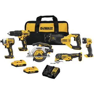 COMBO KITS | Dewalt 20V MAX Brushless Lithium-Ion Cordless 6-Tool Combo Kit with 2 Batteries (2 Ah)