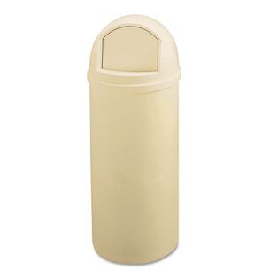 TRASH WASTE BINS | Rubbermaid Commercial Marshal 25-Gallon Plastic Round Classic Container - Beige