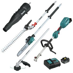 GWP 511362 | Makita 18V LXT Brushless Lithium-Ion Cordless Power Head Kit with String Trimmer/Pole Saw/Articulating Hedge Trimmer/Blower Couple Shaft Attachments (4 Ah)