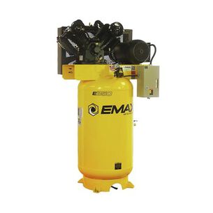 RSA 511563 | EMAX 10 HP 80 Gallon 2-Stage Single Phase 38 CFM 100 PSI Industrial V4 Splash Lubricated Cast Iron Pump Electric Air Compressor