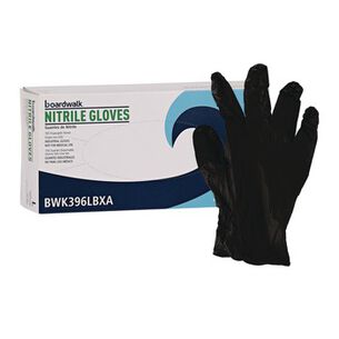 WORK GLOVES | Boardwalk 4.4 mil Disposable General-Purpose Powder-Free Nitrile Gloves - Large, Black (100/Box)