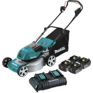 PUSH MOWERS | Factory Reconditioned Makita 36V (18V X2) LXT Brushless Lithium-Ion 18 in. Cordless Lawn Mower Kit with 4 Batteries (4 Ah)