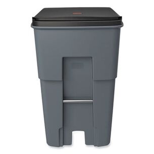 TRASH CANS | Rubbermaid Commercial Brute Heavy-Duty 95 Gallon Square Rollout Waste Container - Gray