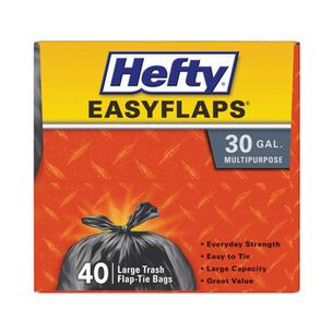 PRODUCTS | Hefty 30 in. x 33 in. 30-Gallon 0.85 mil Easy Flaps Trash Bags - Black (40/Box, 6 Boxes/Carton)
