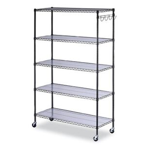 TRASH WASTE BINS | Alera 48 in. x 18 in. x 72 in. 5-Shelf Wire Shelving Kit with Casters and Shelf Liners - Black Anthracite