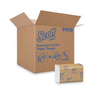 PAPER AND DISPENSERS | Scott 10.13 in. x 13.15 in. 1-Ply Essential C-Fold Towels - White (12 Packs/Carton)