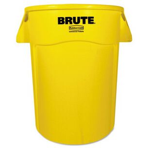 TRASH WASTE BINS | Rubbermaid Commercial 44 Gallon Plastic Vented Round Brute Container - Yellow