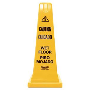 SAFETY EQUIPMENT | Rubbermaid Commercial 10.55 in. x 10.5 in. x 25.63 in. Multilingual Wet Floor Safety Cone - Yellow