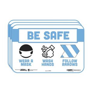 FLOOR SIGNS | Tabbies BeSafe Messaging 9 in. x 6 in. Education Wall Signs - Blue/White (3/Pack)