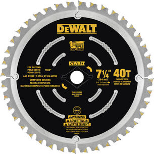POWER TOOL ACCESSORIES | Dewalt 7 1/4 in. 40T Composite Decking Blade
