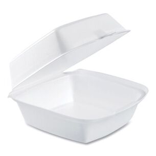 FACILITY MAINTENANCE SUPPLIES | Dart 5-7/8 in. x 6 in. x 3 in. Hinged Lid Foam Containers - White (500/Carton)