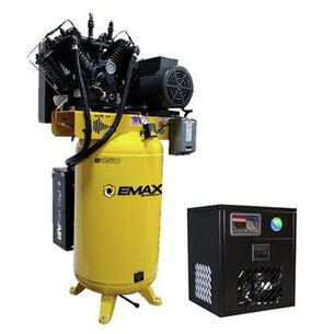 AIR COMPRESSORS | EMAX E450 Series 10 HP 80 gal. Industrial Plus 2 Stage Lubricated Single Phase 38 CFM @100 PSI Patented SILENT Air Compressor with 58 CFM Air Dryer