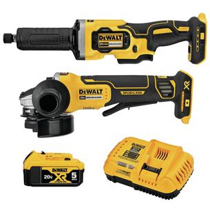 COMBO KITS | Dewalt 20V MAX XR Brushless Lithium-Ion 4-1/2 in. Cordless Angle Grinder and 1-1/2 in. Die Grinder Combo Kit (5 Ah)