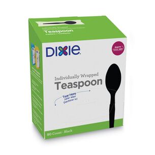 TABLETOP AND SERVEWARE | Dixie Grab’N Go Wrapped Cutlery Teaspoons - Black (90/Box, 6 Box/Carton)