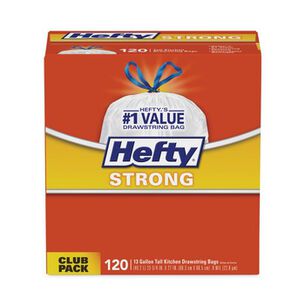 PRODUCTS | Hefty 13 Gallon 0.9 mil 23.75 in. x 27 in. Strong Tall Kitchen Drawstring Bags - White (90 Bags/Box, 3 Boxes/Carton)