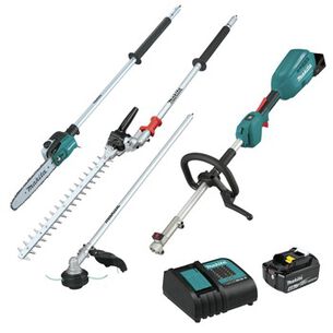 GWP 511362 | Makita 18V LXT Brushless Lithium-Ion Cordless Power Head Kit with String Trimmer/Pole Saw/Articulating Hedge Trimmer Couple Shaft Attachments (4 Ah)