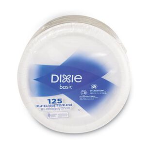 BOWLS AND PLATES | Dixie 8.5 in. Paper Dinnerware Plates - White (125/Pack)