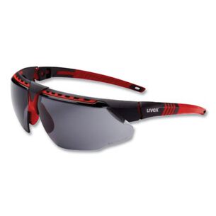 SAFETY GLASSES | Honeywell Uvex Polycarbonate Avatar Safety Glasses - Black/Red Frame Gray Lens