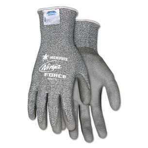 WORK GLOVES | MCR Safety Ninja Force Polyurethane Coated Gloves - Large, Gray (1-Pair)