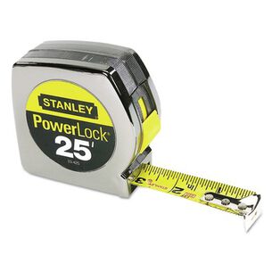 TAPE MEASURES | Stanley Powerlock II 25 ft. Power Return Rule - Chrome/Yellow