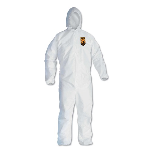 Bib Overalls | KleenGuard KCC 44326 A40 Elastic-Cuff Ankle Hooded Coveralls - Triple Extra Large, White (25/Carton) image number 0