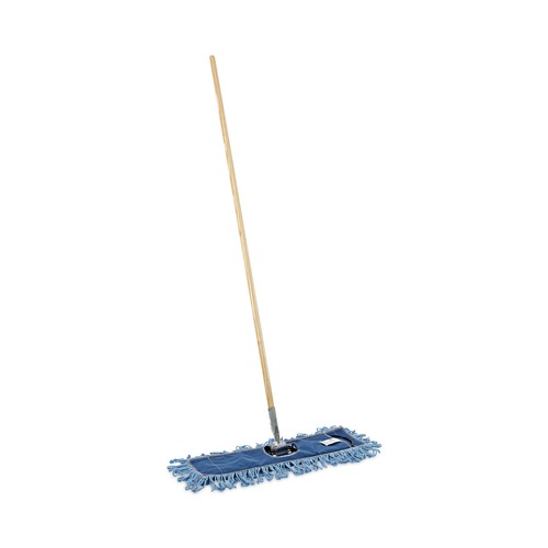 Percentage Off | Boardwalk BWKHL245BSPC 24 in. x 5 in. Synthetic Head 60 in. Wood/Metal Handle Dry Mopping Kit - Blue Head/Natural Handle (1-Kit) image number 0