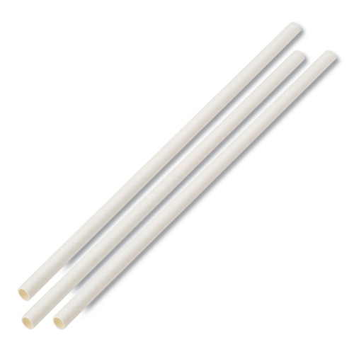 Cutlery | Boardwalk BWKPPRSTRWUW 7.75 in. x 0.25 in. Unwrapped Paper Straws - White (4800/Carton) image number 0