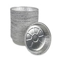 Food Service | Boardwalk BWKROUND9 48 oz. 9 in. Diameter x 1.66 in. Round Aluminum To-Go Containers - Silver (500/Carton) image number 2