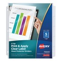  | Avery 75500 Print and Apply Index Maker 11 in. x 8.5 in. Clear Label Sheet Protector Dividers with 5 White Tabs (1/Set) image number 0