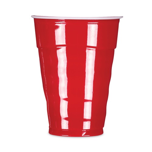 Cutlery | Hefty PAC C20950 Easy Grip Disposable Plastic 9 oz. Party Cups - Red (50/Pack, 12 Packs/Carton) image number 0