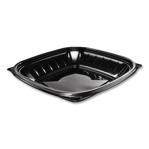 Early Labor Day Sale | Dart B24SB PresentaBowls Pro 24 oz. 8.5 in. x 8.5 in. x 1.8 in. Plastic Black Square Bowls (4/Carton) image number 0