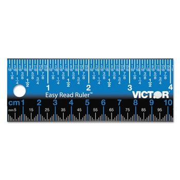 Victor EZ18SBL Easy Read 18.25 in. Long Standard/Metric Stainless Steel Ruler - Blue