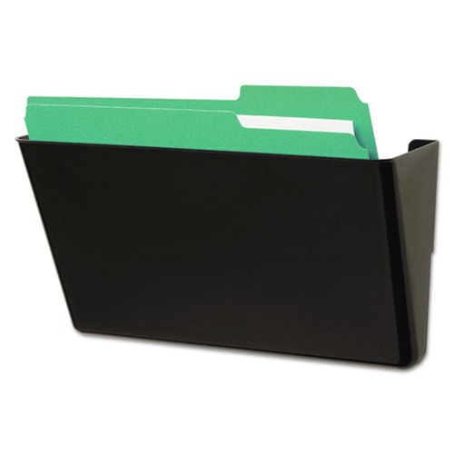  | Universal UNV08122 13 in. x 4.13 in. x 14.5 in. Plastic Wall File Pocket - Letter, Black image number 0
