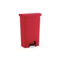 Trash & Waste Bins | Rubbermaid Commercial 1883564 Streamline 8-Gallon Front Step Style Resin Step-On Container - Red image number 2