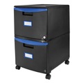  | Storex 61314U01C 14.75 in. x 18.25 in. x 26 in. 2-Legal/Letter File Drawer Mobile Filing Cabinet - Black/Blue image number 1