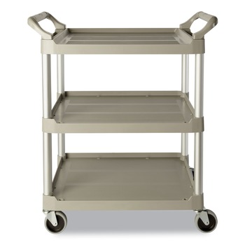 Rubbermaid Commercial Economy 3-Shelf Plastic Cart - Platinum