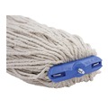 Mops | Boardwalk BWKCM22024 24 oz. Lie-Flat Cotton Fiber Mop Heads - White (12/Carton) image number 4