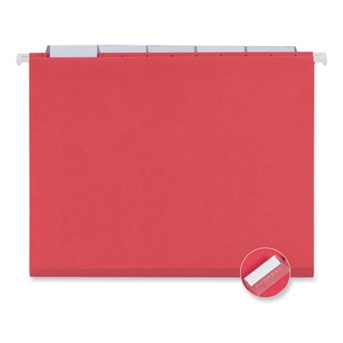  | Universal UNV14118EE 1/5-Cut Tab Deluxe Bright Color Hanging File Folders - Letter Size, Red (25/Box) image number 0